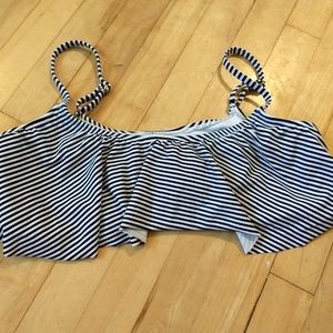 Navy/Black and White striped bikini top